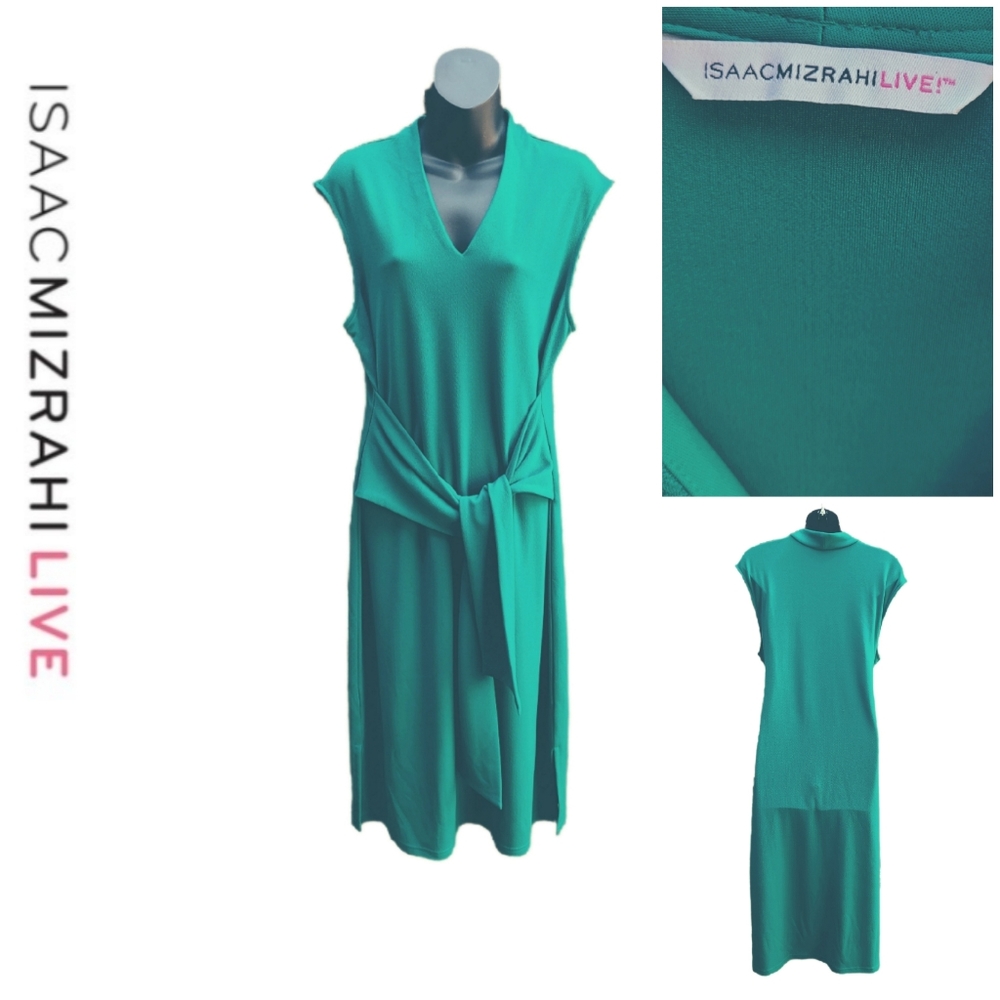 ISAAC MIZRAHI LIVE PEBBLE KNIT TIE FRONT DRESS - Picture 2 of 4